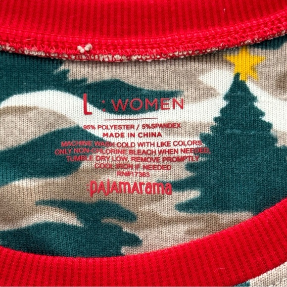 Pajamarama Size Large Christmas Trees Against Camo Background Long Sleeve Top - Picture 4 of 5